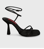London Rebel Black Strappy Stiletto Heel Sandals